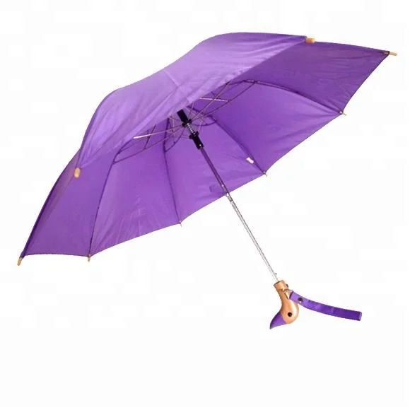 Auto Open Wooden DUCK Handle 18/" Folding Umbrella 44/" Arc 10 Colors Available