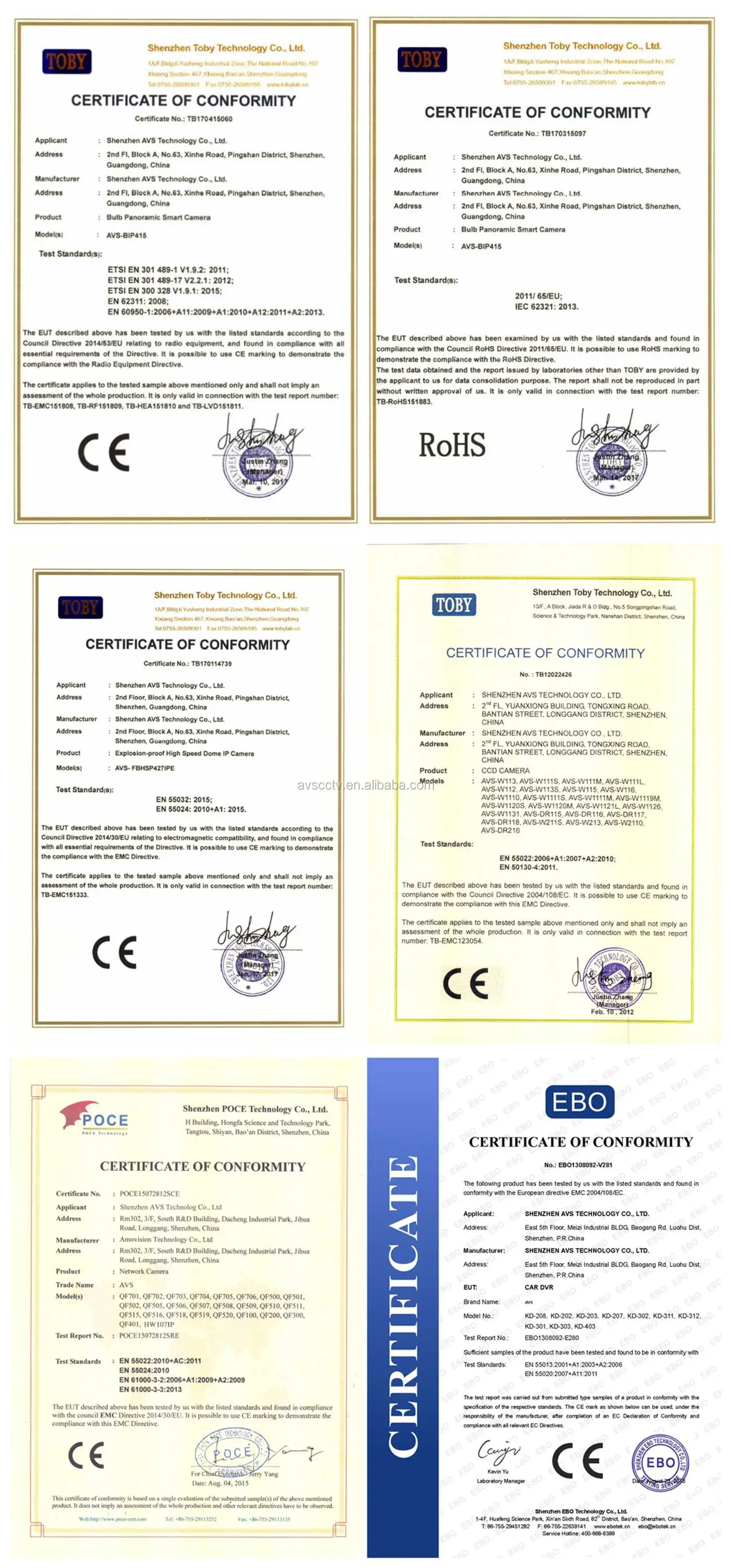 product certificates