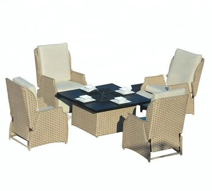 Poly Rattan Garden Furniture Bbq Patio Dining Sets Outdoor Fire