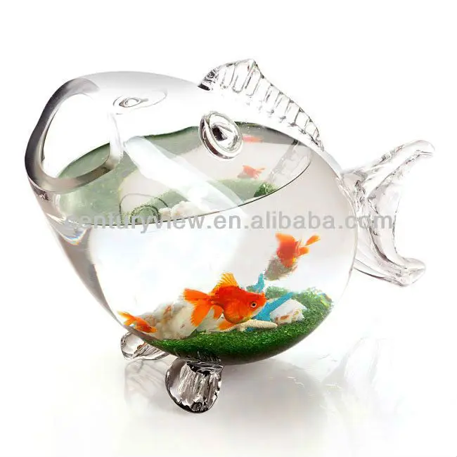 Aeofa Creative Glass Fish Tank Flat Mouth Oval Goldfish Tank Small