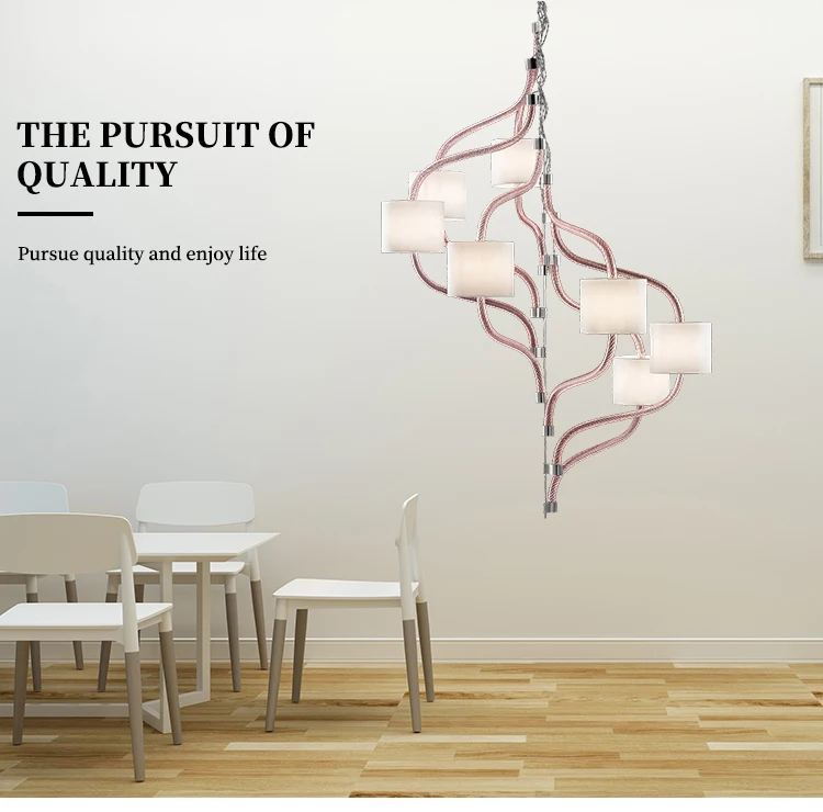 European modern design hotel decoration glass led chandelier pendant light