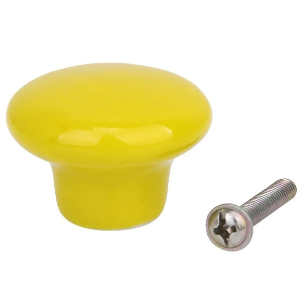 VORCOOL 5pcs Ceramic Door Knobs Drawer Knobs Pull Handles Durable Round Ceramic Kitchen Cupboard Cabinet (Yellow)