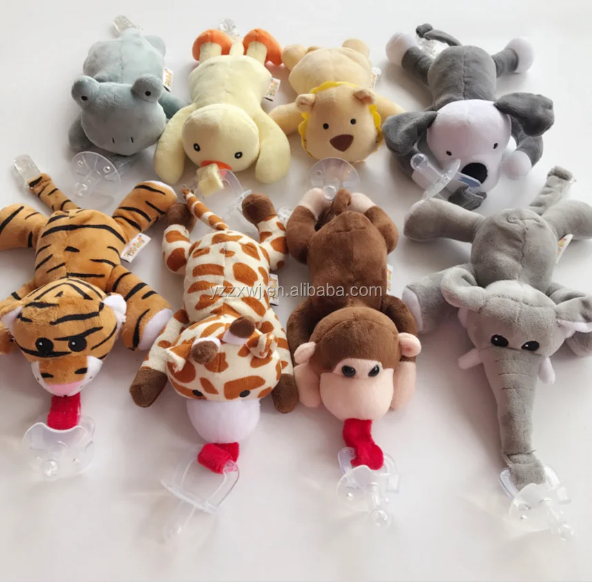 Free Sample Plush Animal Toy Baby Pacifier Stuffed Animal Pacifier
