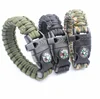 Paracord Survival Bracelet Compass Flint Kits Fire Starter Scraper Whistle Cool