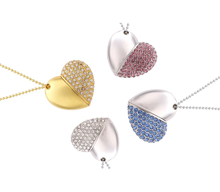 Wedding Heart crystal usb flash drive with free logo - ANKUX.COM