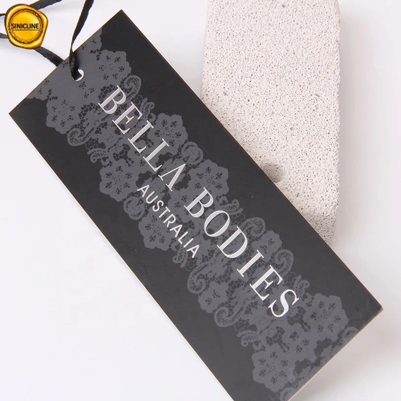 Sinicline New Arrival Custom Sexy Lingerie Paper Swing Tags Black