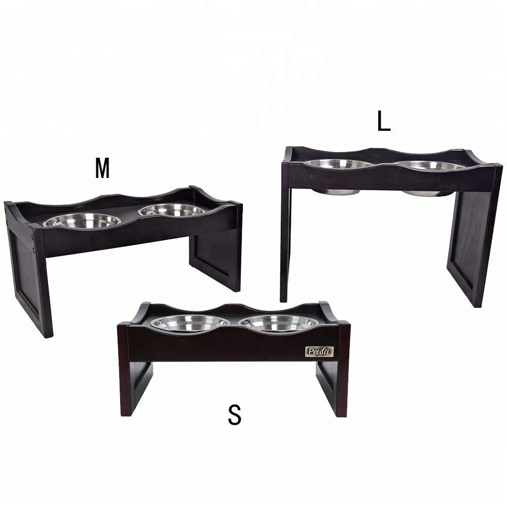 Bamboo Pets Fit Medium Raised Dog Bowls Elevated Stand Up Feeder