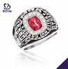 Army National Guard cubic stone ruby & emerald silver ring