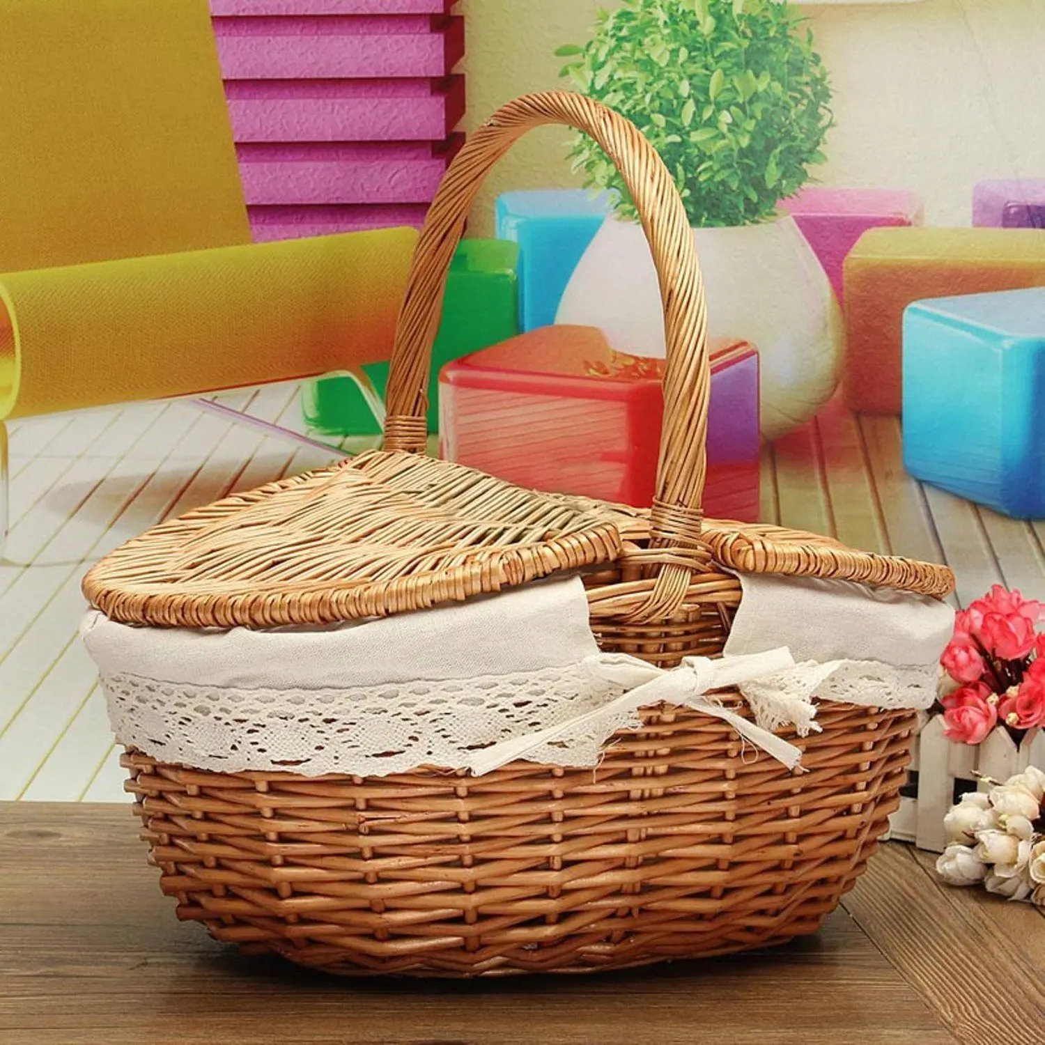 Корзинка плетеная. Wicker Picnic Basket. Корзина плетеная. Корзина для пикника.