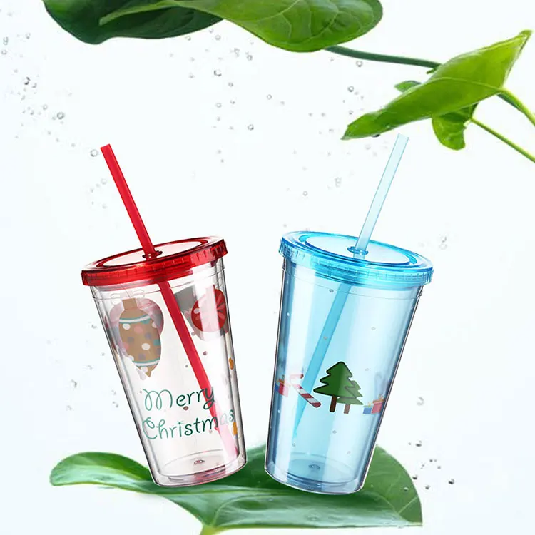 Fda Promotional Wholesale Double Wall Hard Paper Insert Reusable Drinking Cups Straw 16oz