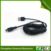 Black Micro USB Male to USB A Male Spring Coiled Curl Data Retractable Cable Cord