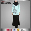 2016 New Style Baby Blue Tops Black Skirt Embroidered Baju Kurung Kebaya For Muslim Women Malaysia