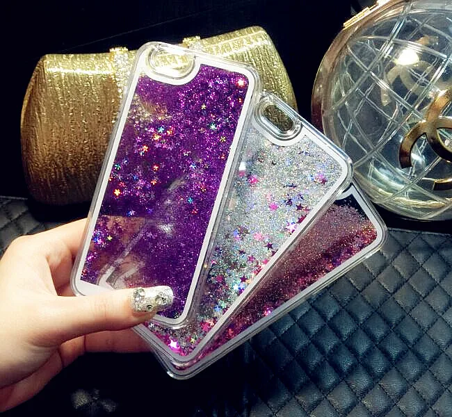 Creative Bling Star Liquid Quicksand Phone Case For iphone 5s/5 PC Material Mobile Covers