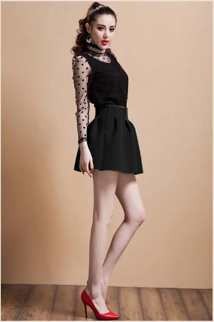New Korean Women Girl Mini Skirt Ball Gown High Waist