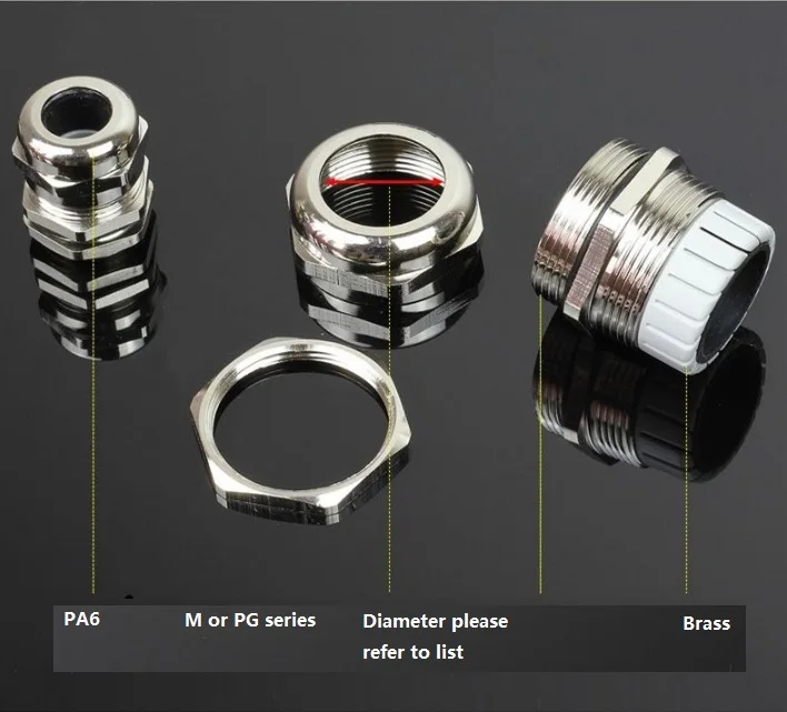 IP68 waterproof type standard brass nickel plated Metal cable gland