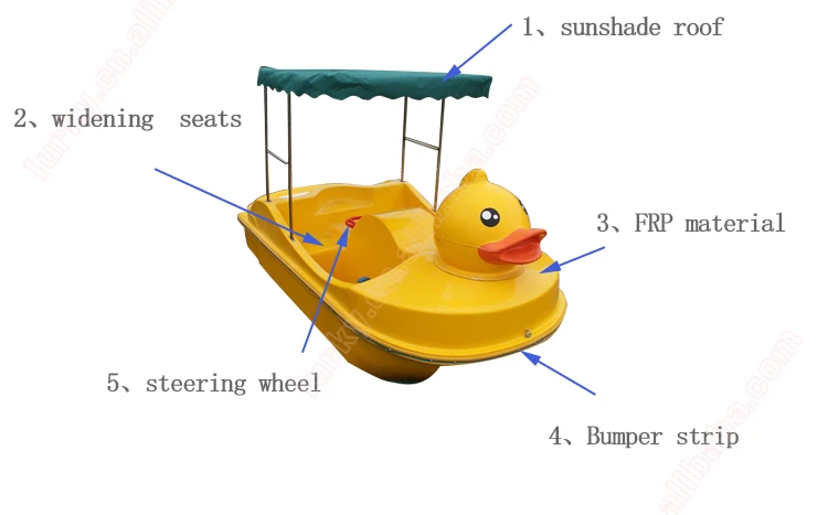 Kids favourite water park play eqipment duck design water pedal boat on sale details show