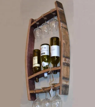 Personnalisé Rustique Tonneau Style Mural Porte Bouteille De Vin En Bois étagères En Verre Buy Porte Bouteille De Vinporte Vin