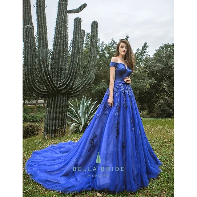 blue wedding dress for bride