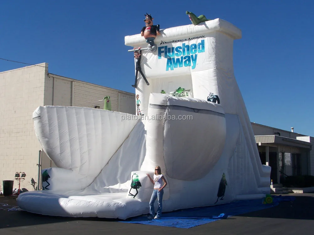 White Outdoor Giant Inflatable Toilet Slide For Adult / Advertising