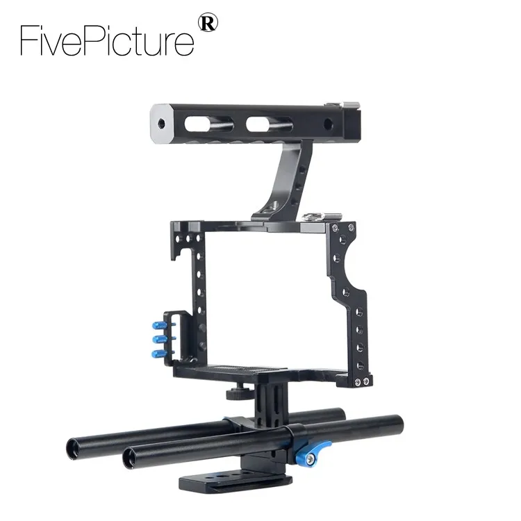 DSLR Rod Rig Camera Video Cage Kit & Handle Grip f. Sony A7 A7r A7s II A6300 A6000, Panasonic GH4 GH3 to Mount Microphone,Monitor,Video LED Light,Follow Focus (6).jpg