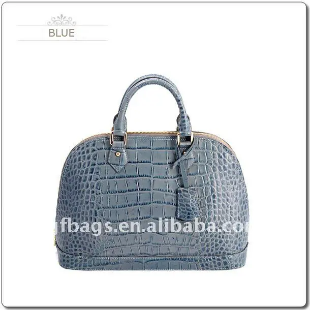 Italy Design Top Zip Crocodile Embossed Leather Handbags