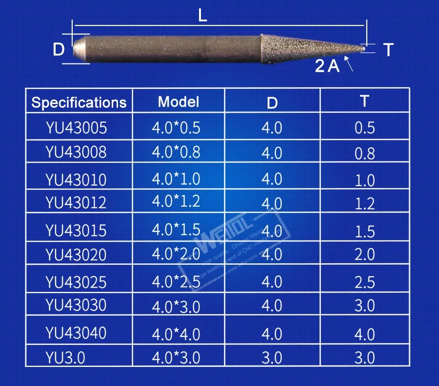 WeiTol 4mm Diamond Burr Cnc Router Bits Stone Grinding Diamond Tools ...