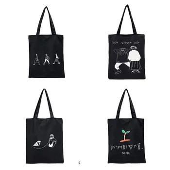 Wholesale Black Cotton Tote Bags/ Cotton Gym Sack Tote Bag/ Cotton Wine Bags Tote Canvas Eco ...