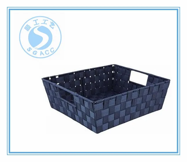 High Quality Woven PP Straw Storage Basket with PVC Handle