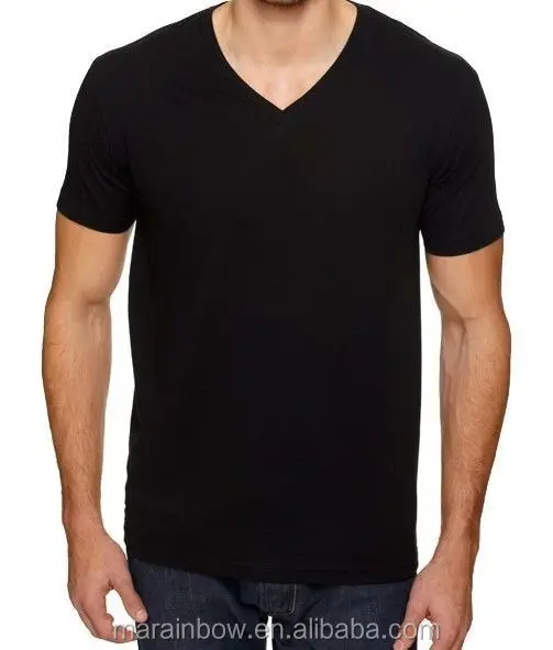 plain black v neck t shirt for men