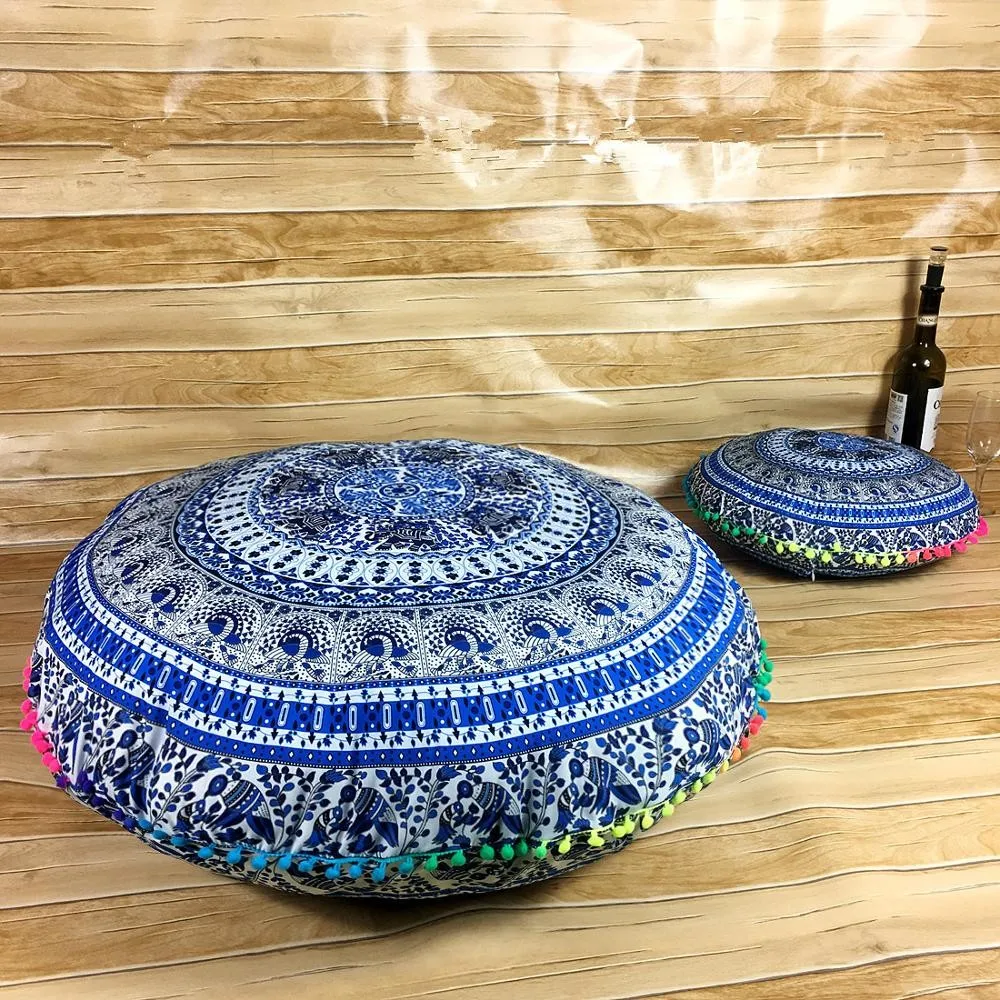 Hot Sale Indian Round Seating Ottoman Pouf Floor Pillow Embroidered