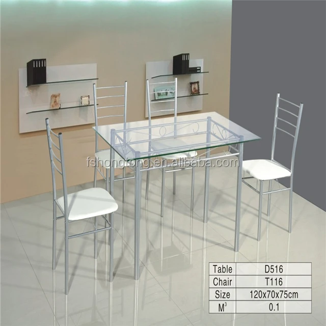 Metal Frame Glass Top Dining Table Mainstay Table Kitchen Sets