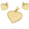 Yiwu Aceon Stainless Steel Gold Pattern Carved Rope Edge Heart Jewelry Set