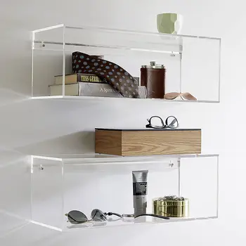 Clear Acrylic Wall Mounted Shelf Square Lucite Floating Clear Acrylic Wall Mounted Shelf Square