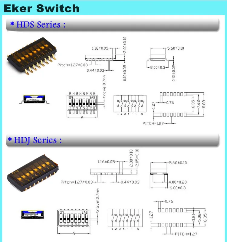 5 Position 1.27mm Smd Dip Switch - Buy 5 Position 1.27mm Smd Dip Switch ...