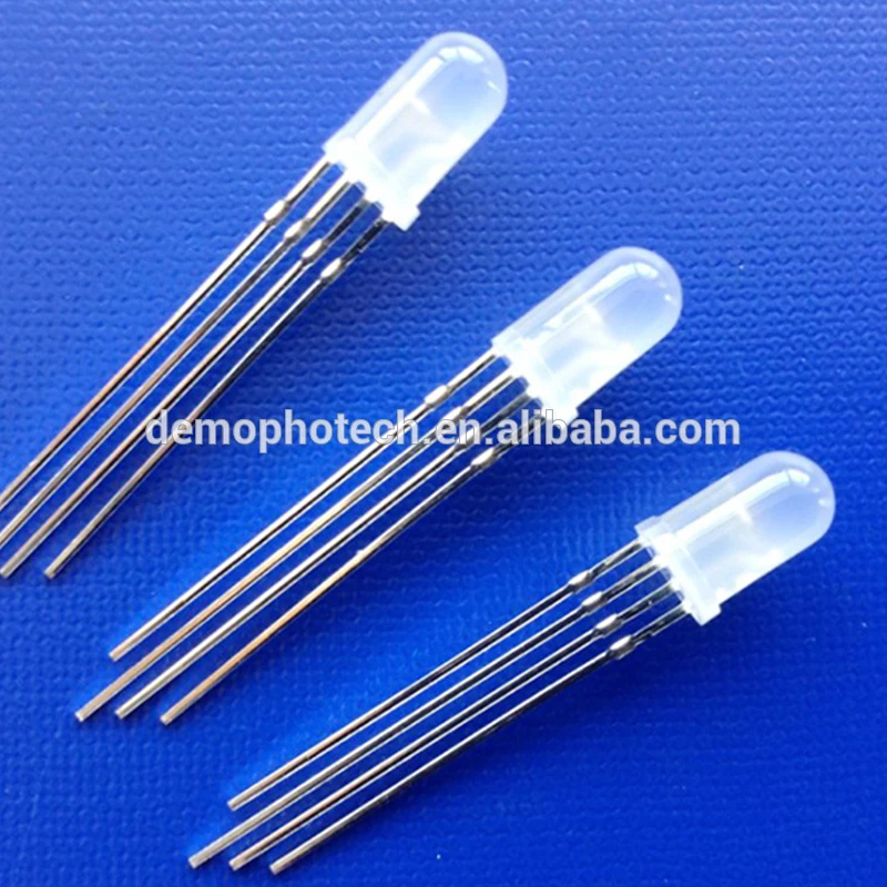 RoHS Certificated 5mm 4pin RGB LED Common Cathode in clear/frost lens for LED Display