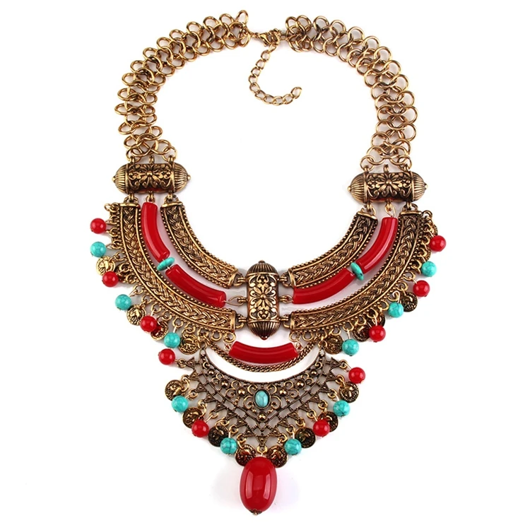 Nk-189014 Vintage Gypsy Bohemian Ethnic Tribal Boho Statement Necklace ...