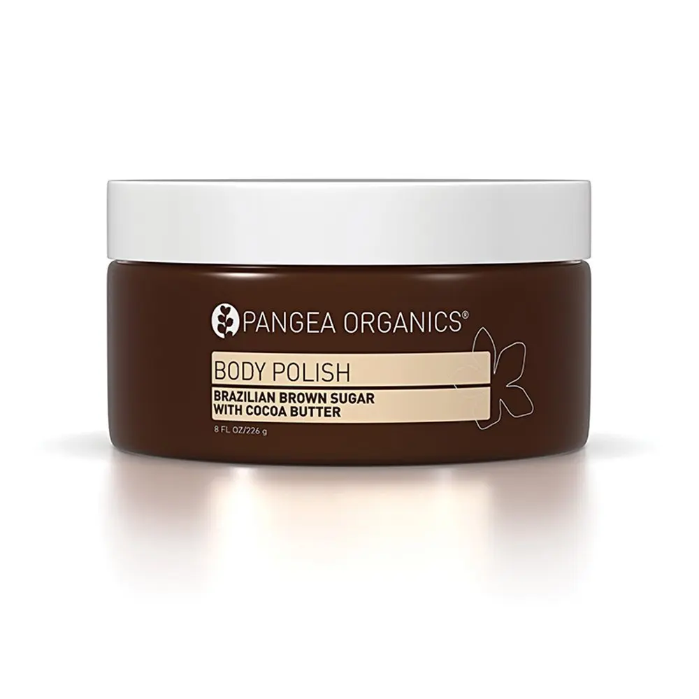 Pangea Organics Body Polish | Brazilian Brown Sugar & Cocoa Butter | Best Exfoliating Body Scrub | 8 Fl. Oz. Natural Sugar Scrub | Organic, Moisturizing Body Polish | Gluten-Free & Vegan | Non-GMO