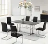 Modern Extension Rectangle Glass Steel Dining Table Factory Furniture
