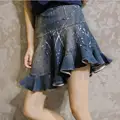 Summer Denim Skirt 2016 Korean Falbala Package Buttocks Cowboy Fishtail Skirt Leisure Slim Plus Size Women