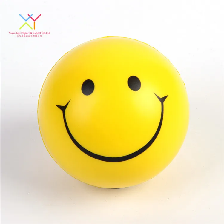 Custom pu anti stress ball, children smiling face pu stress pressure relief ball
