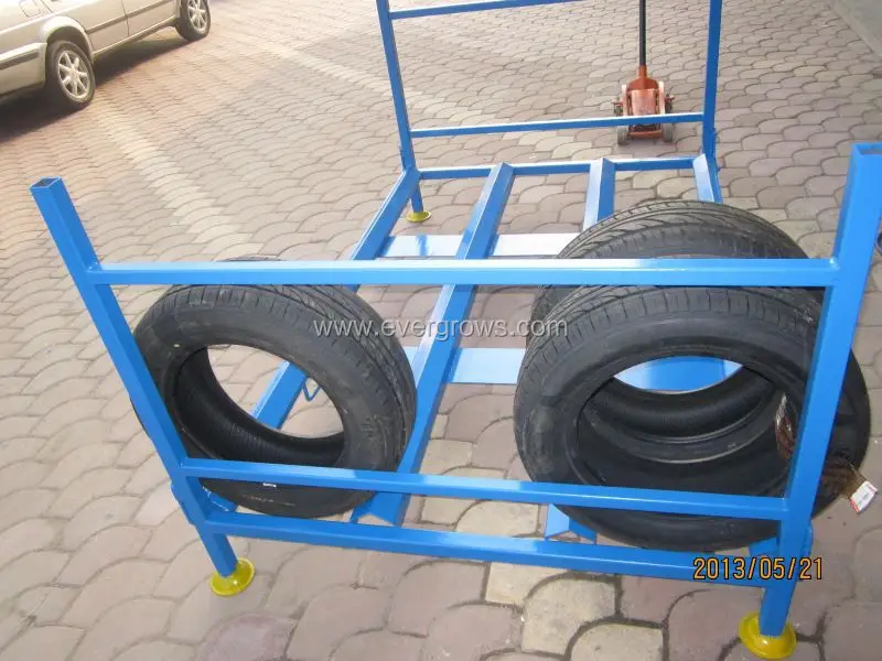 Foldable Tyre Rack , Warehouse Tire Rack , Storage Pallet Racking For Tyre