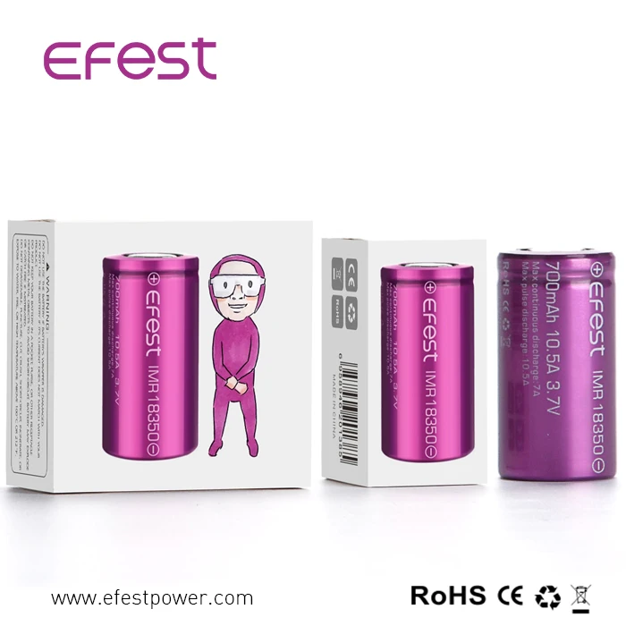 Efest 18350 3.7v 700mAh rechargeable flat top lithium battery