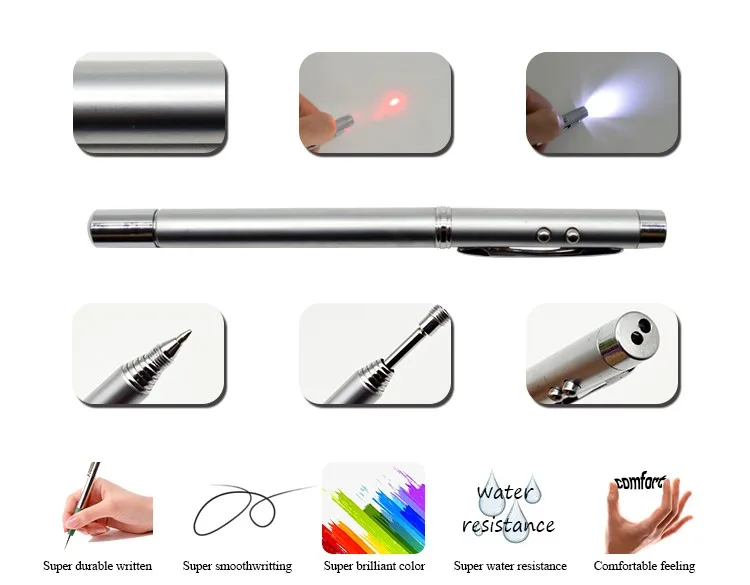 Retractable Antenna Laser Pointer Pen With Stylus Metal Ballpoint Pen