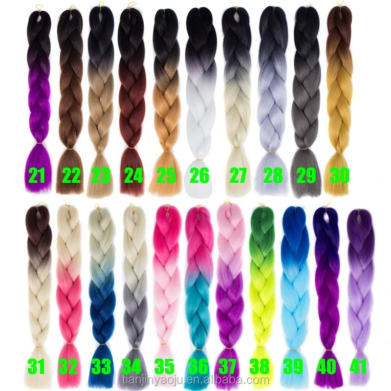 24'' 100g Ombre Braiding Hair Synthetic Yaki Pony Hair Braiding Hair ...