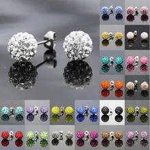 Krásné a jednoduché náušnice „disco koule“ v různých barvách z Aliexpress