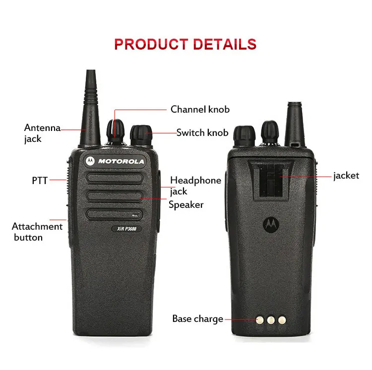 Original Motorola Xir P3688 Ip54 Rated Digital Two Way Radio With Long