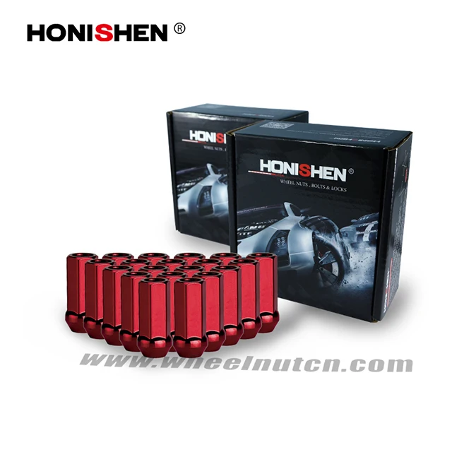 20pcs M12x1.5 Red JDM Cone Seat Lug Nuts – 23mm Diameter, Open/Closed End