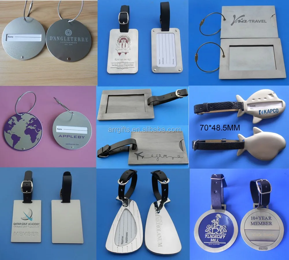 Metal Engraved Qatar Golf Academy Silver Luggage Tag With Leather Strap