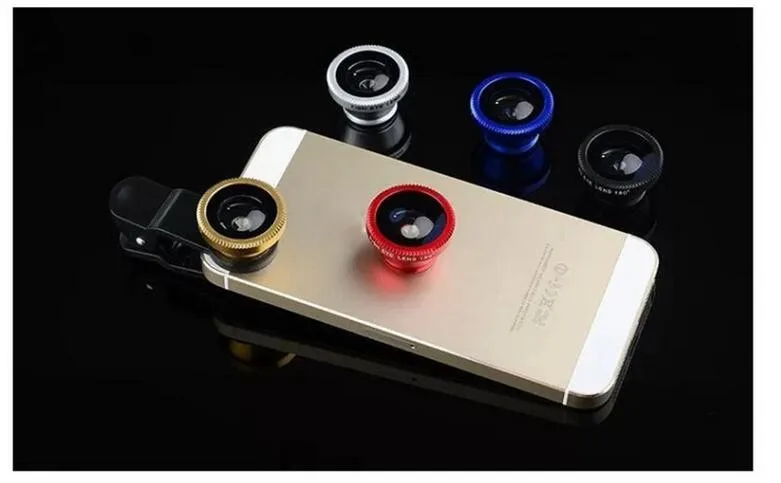 2016 New Mobile Phone Camera Extra Lens Fisheye Lens 3 in 1 Zoom Lens Good quality for iPhone Samsung HTC
