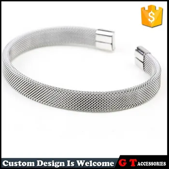 New Design Open Mouth 316 L Stainless Steel Mesh Bracelet For Men New Design Open Mouth 316 L Stainless Steel Mesh Bracelet For Men Women Silver